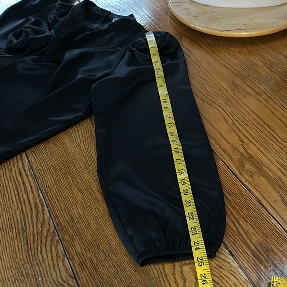 Pleione black dressy blouse. High neck, sheer details, long sleeves. Size Large - Picture 9 of 10